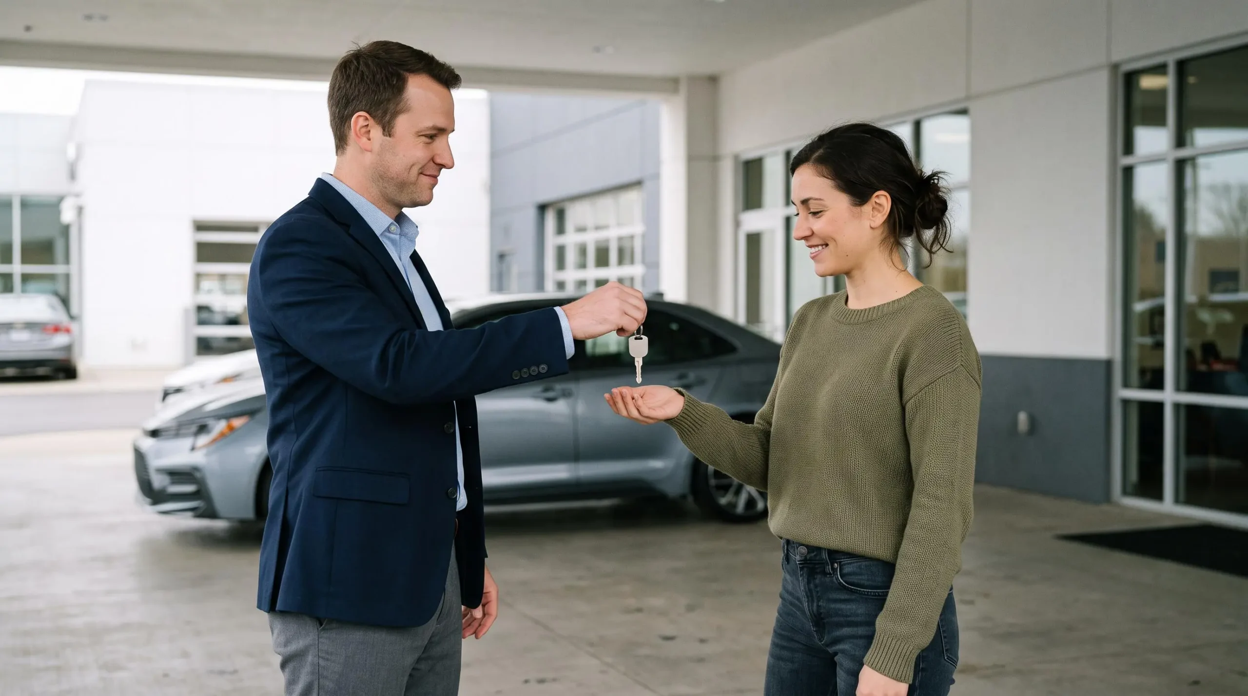 Remise des clés d'un véhicule à un client après finalisation du financement